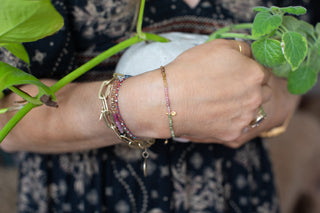 Faceted Tourmaline Bead Adjustable Bracelet