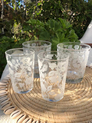 Moroccan Tea Glass White Flowers