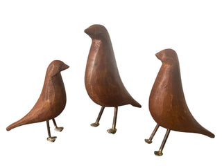 Standing Hand Carved Wooden Birds