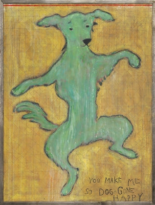 Dancing Dog (Grey Wood) - Art Print