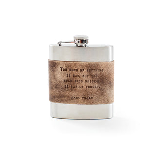 ***Mark Twain - Leather Metal Flask