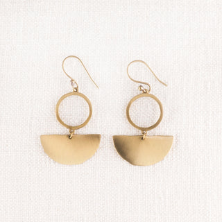Brass Half-Circle Dangle Earrings