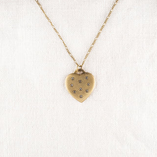 Brass Heart with Cz Stones Necklace