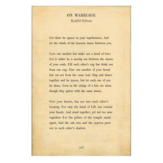 On Marriage - Poetry Collection - Art Print