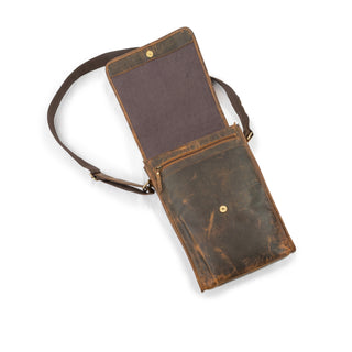 ***Leather Crossbody Briefcase - Scratched Leather Distressed Brown 16.5 x 10.5 x 3.5