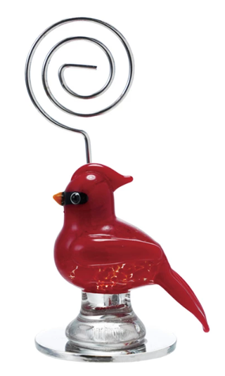 Hand-Blown Glass Cardinal Place Card Holder