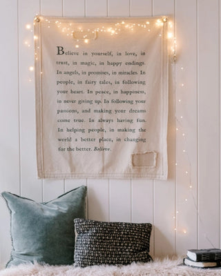 Be in the moment - cotton wall hanging with a motivational message. A serene reminder to stay present and embrace the present moment.