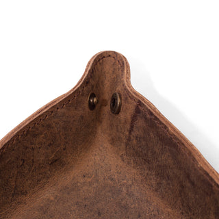 Distressed Brown Leather Catchall corner closure