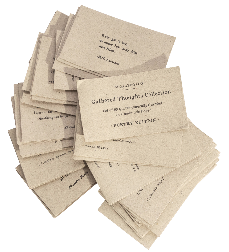 50 Gathered Thoughts of Poetry on Handmade Paper Sugarboo & Co