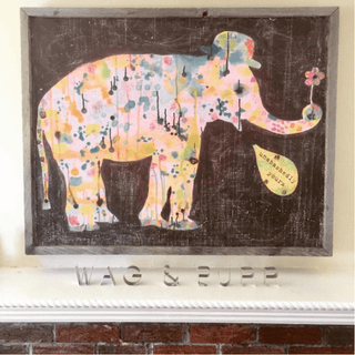 "Unabashedly Yours" is a whimsical elephant art print by Sugarboo & Co's own Rebecca Puig.