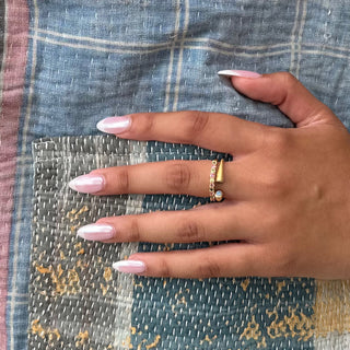 Gold Plated Labradorite Dual Ring with Matte Finish Adjustable