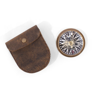 Compass with Leather Pouch