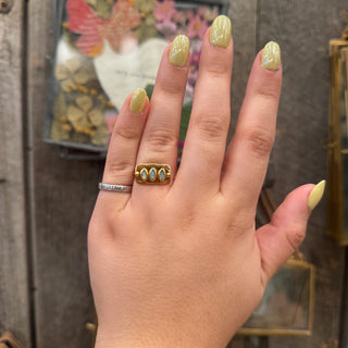 Gold Plated 3 Labradorite Plate Ring