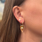 Gold Plated Evil Eye Heart Huggie Earrings