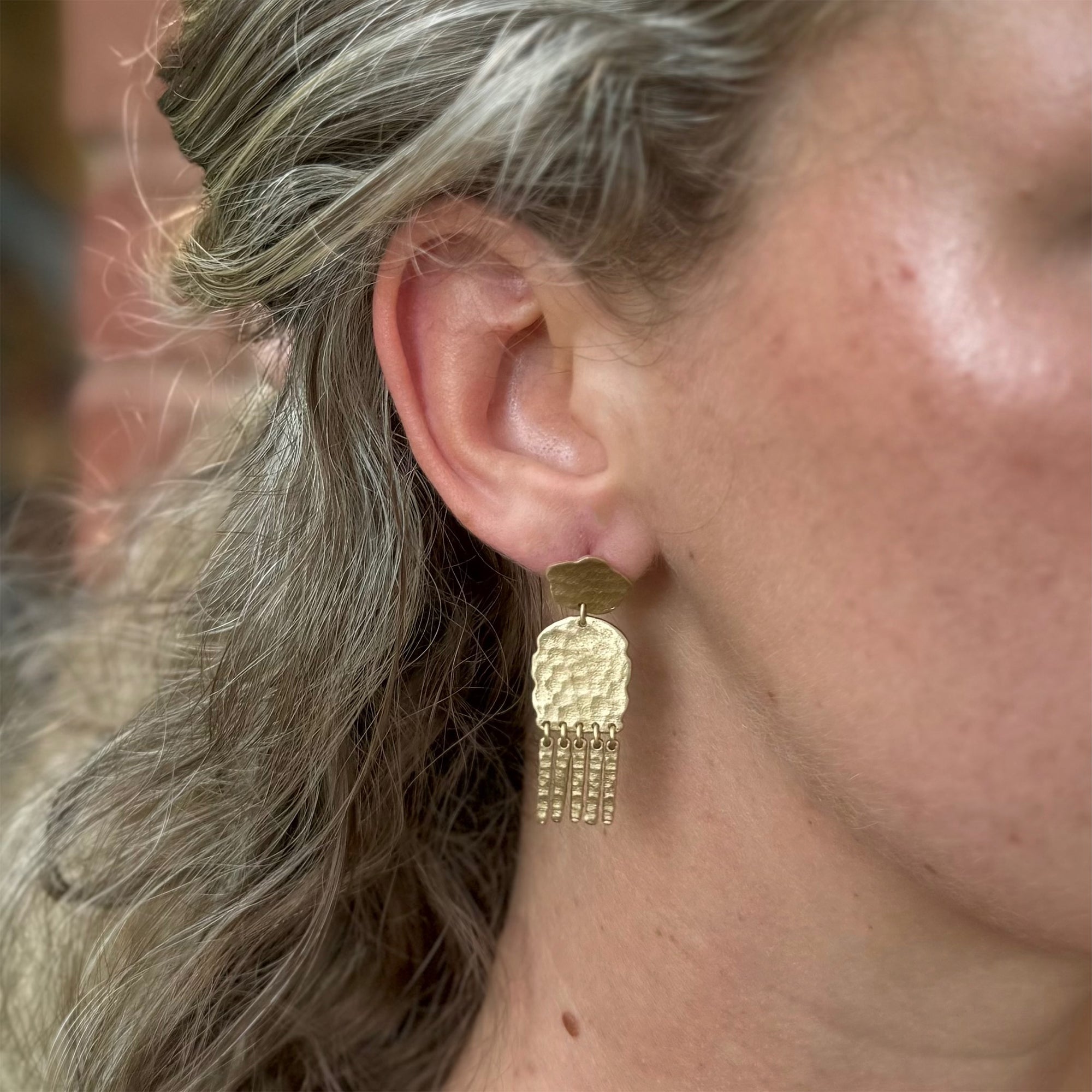 Brass Rainfall Fringe Earrings