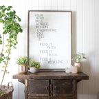 Faith Truth Love Art Print - Grey Wood