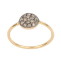 ***White Topaz Circle Pendant Gold Ring - Size