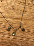 ***Three Stone Labradorite Necklace 16" + 2" Extender