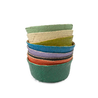 Blue Dipped Seagrass Belly Basket Blue