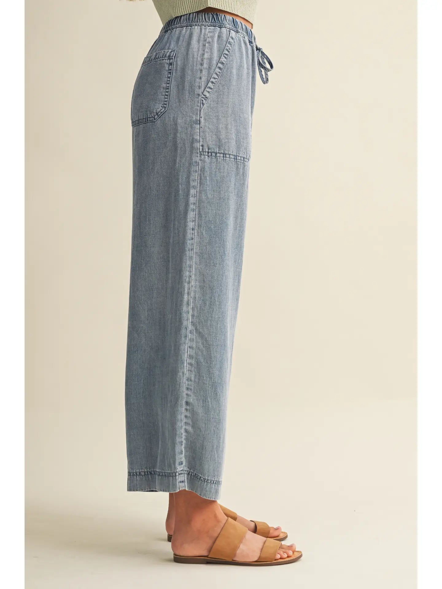 Tencel Cropped Denim Pants