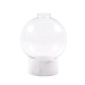 ***Large Round Glass Dome Vase on White Marble Base 8" x 8" x 10.5"
