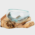 Molten Glass Bowl with Natural Wood