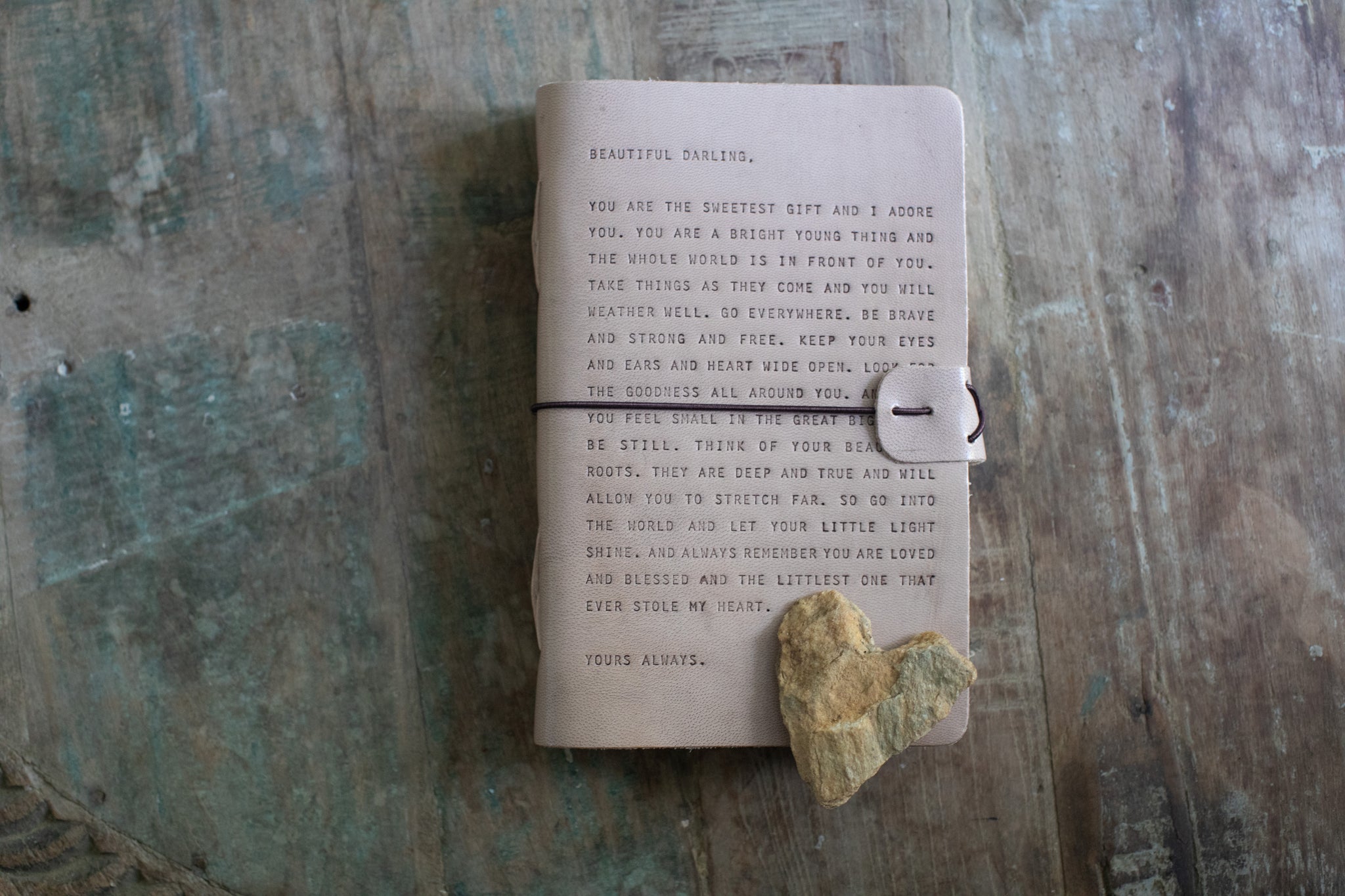Letter for Sophie (Beautiful Darling) Artisan Leather Journal in Blush - 5.75 x 8.75