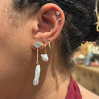 ***Moonstone Pearl Dangle Earrings