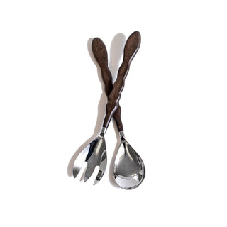 Salad Server Mango Wood in Antiqued Black (Set of 2