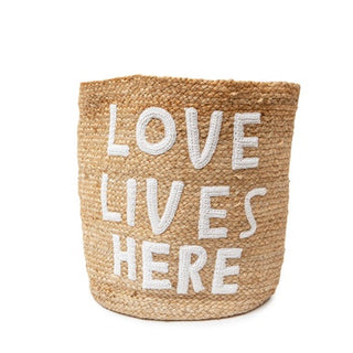 ***Jute Basket - Love Lives Here 13.78"x17.72"