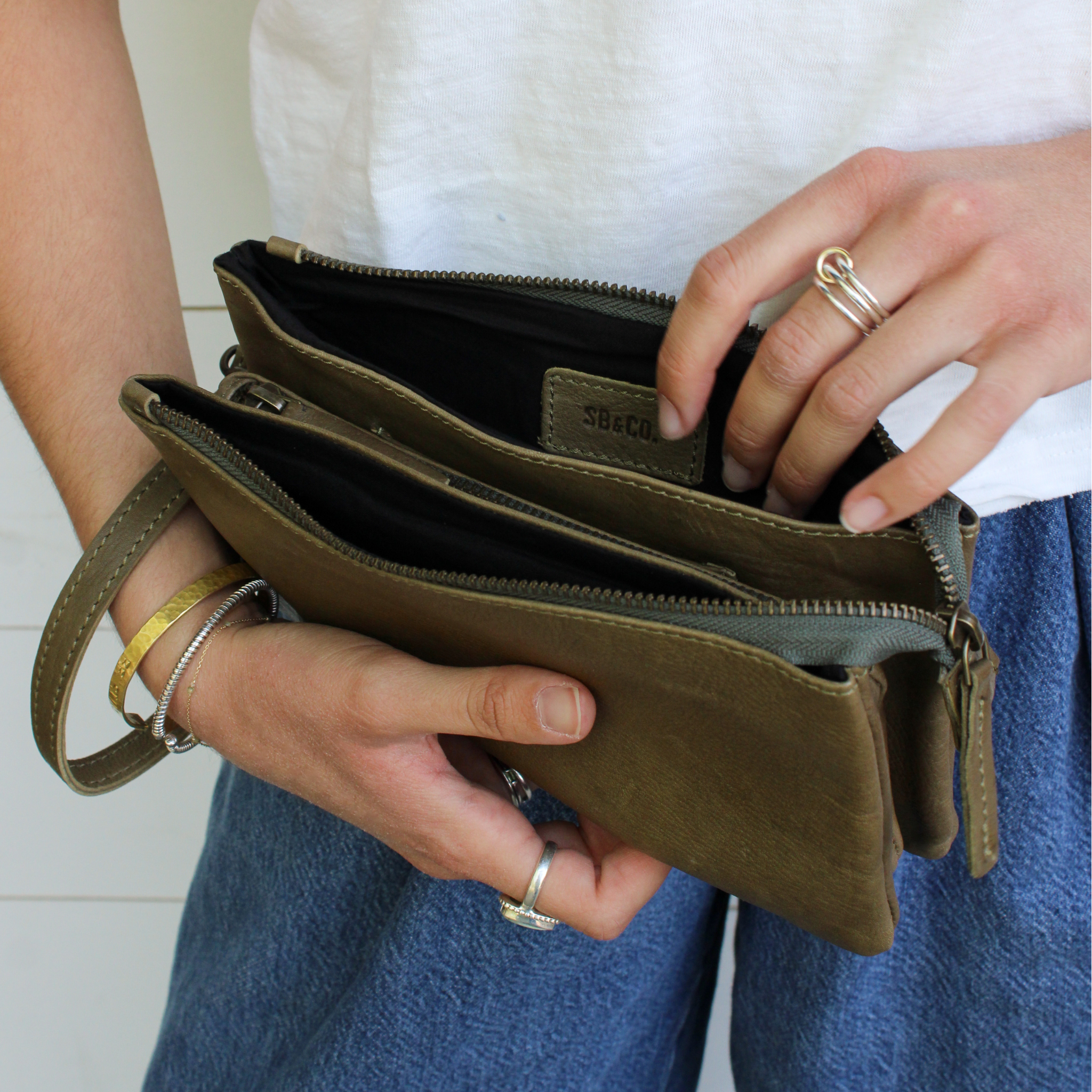 Triple Wristlet- Moss