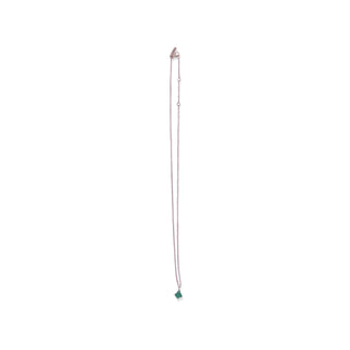 ***May Raw Birthstone Necklace in Sterling Silver (Green Onyx) Green Onyx 18" + 2" extender