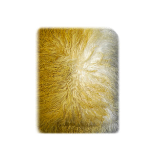 Ivory to Yellow Ombre Tibetan Fur Lumbar Pillow 14"x18"