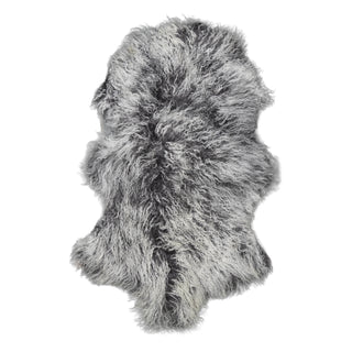 Dark Grey Snow Top Tibetan Fur Rug 20"x35"