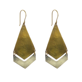 Orion Earrings, Arrow, Brass & Silver