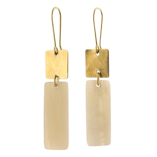 Tidore Linked Rectangle Earrings - Light Horn, Brass