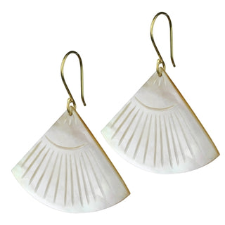 Zahara Earrings, Fan, Mother of Pearl