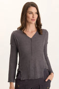 Arnie Thermal Asymmetrical Hem V-Neck Top