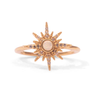 ***Starburst with Opal Open Ring- Gold Plated Brass