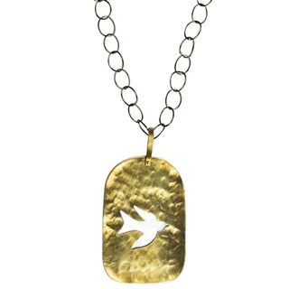 Gia Necklace, Bird - Brass and MOP