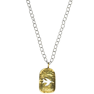 Gia Necklace, Bird - Brass and MOP