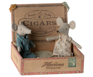 Mum and dad Mouse in Cigar Box