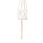 ***Mini Light Colored Macrame Hanging Planter with Glass Flower Pot 6"x6"
