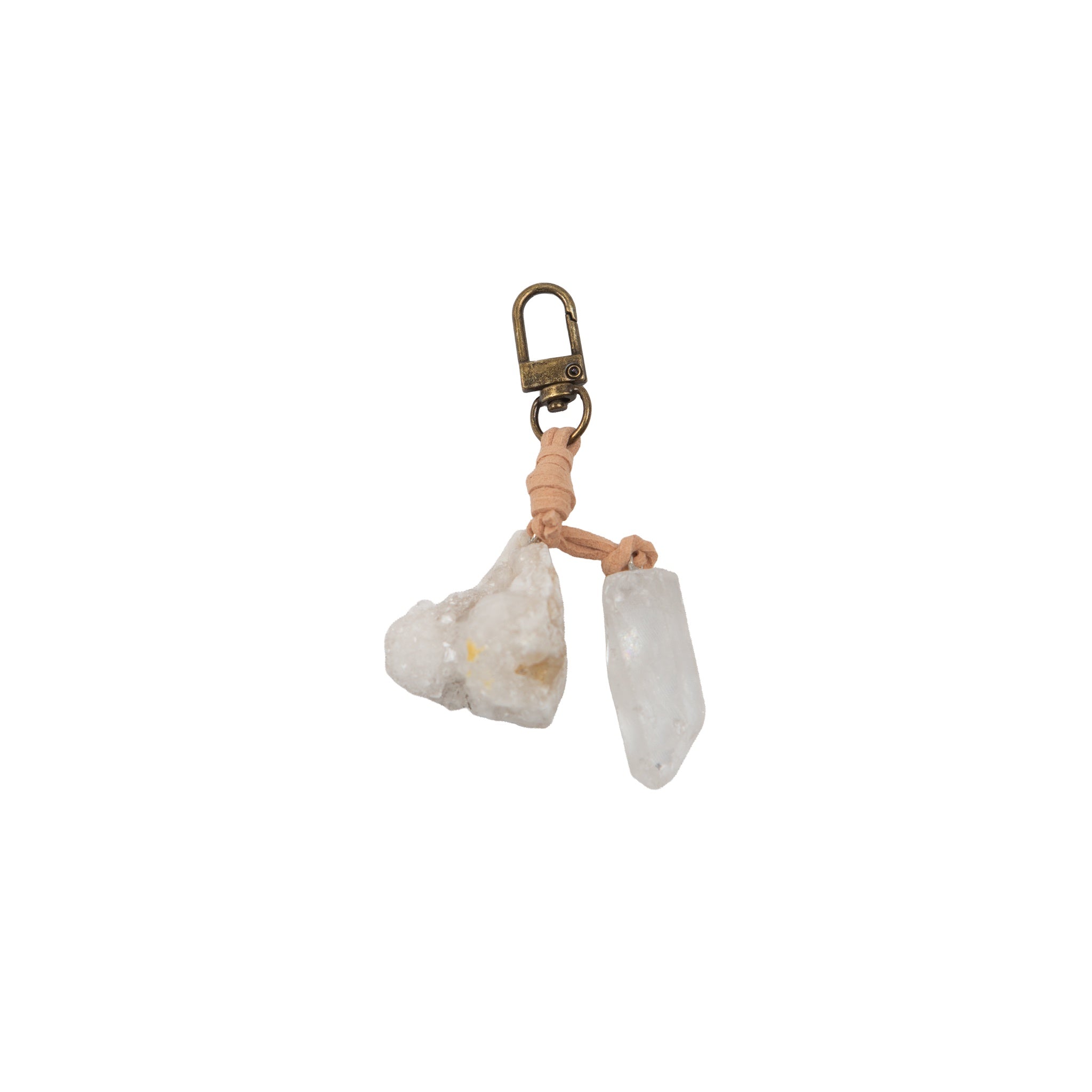 Natural  Geode & Crystal Quartz Point Keychain