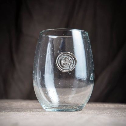 Clear Stemless Wine Glass, Hand-Blown in Guatemala