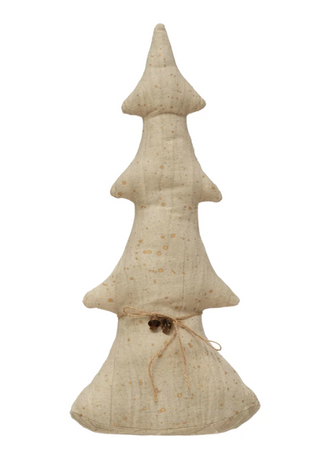 Antiqued Canvas Tree with Bells, Natural - Large