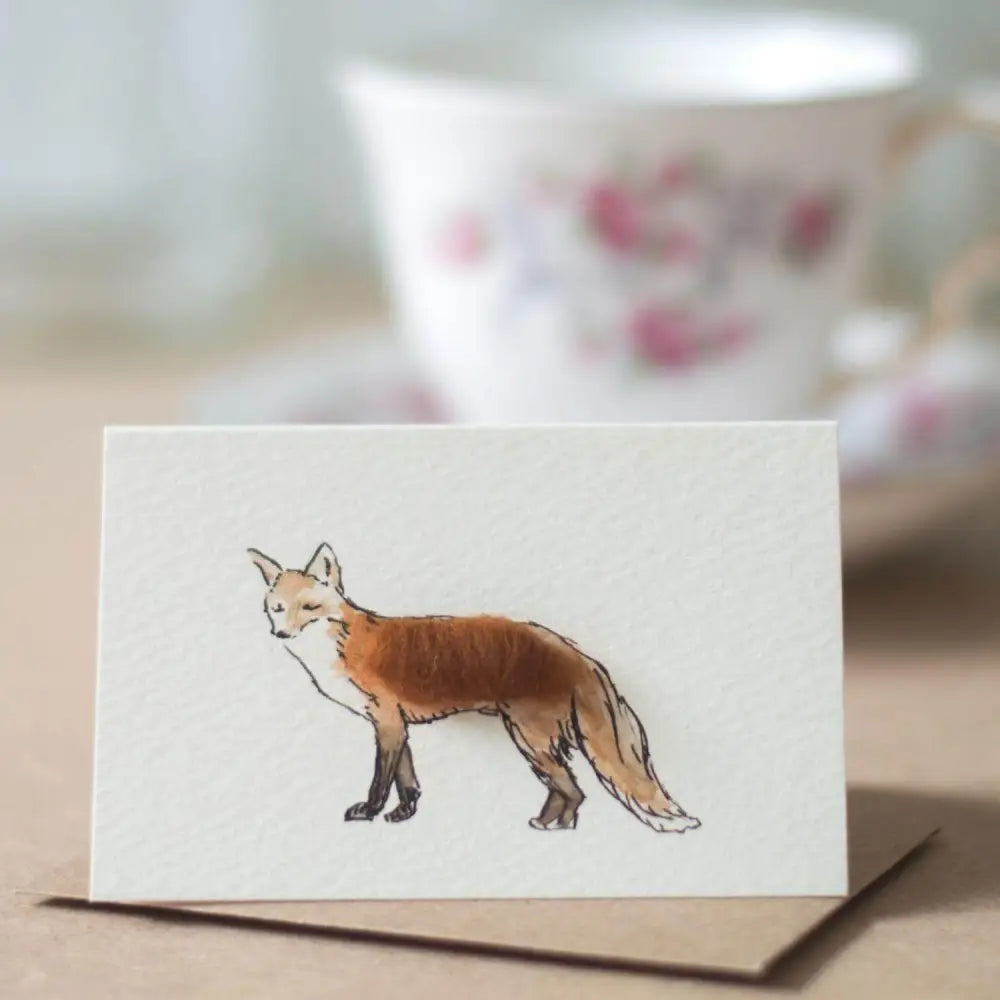 Fox Mini Card with Wool | 3D Greeting Card