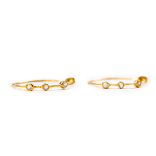 ***Textured Hoops with Moonstone Stones