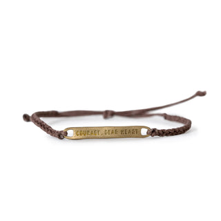 Brass Courage Dear Heart Braided Bracelet - Brown - Adjustable