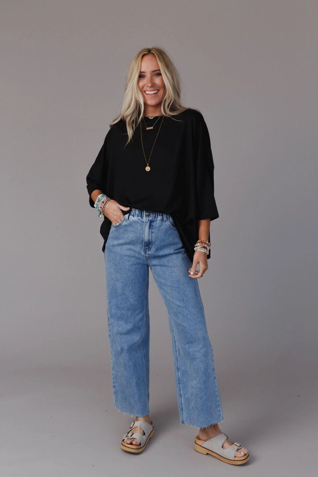 Cozy Cool Oversized Tee - Black